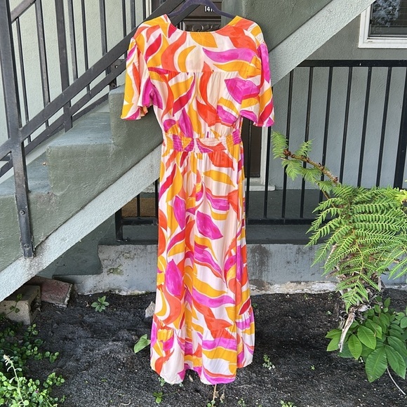Anthropologie Abel the Label High Low Maxi Dress Wedding Guest Resortwear Sz M - Picture 7 of 8